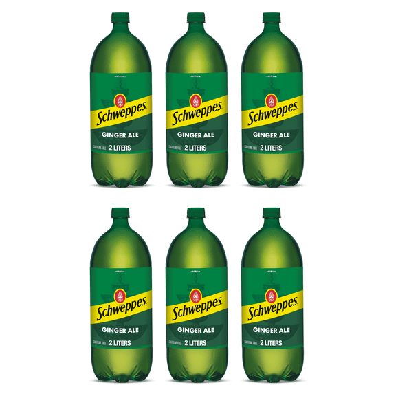 Schweppes Caffeine Free Ginger Ale Soda Pop, 2 Liter Bottle (Pack of 6)