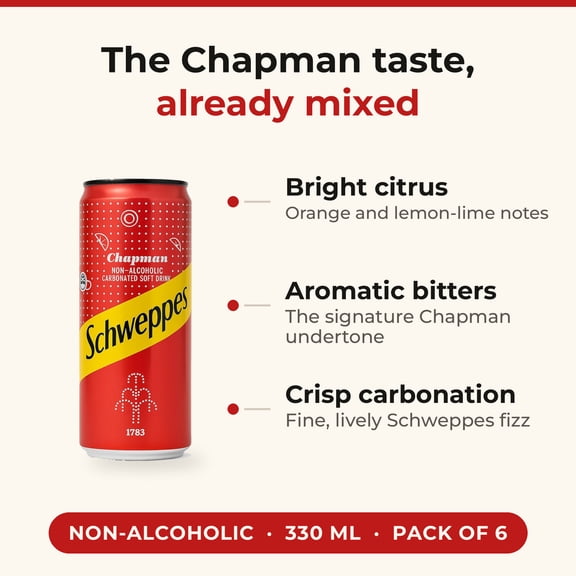 Schweppes Chapman Non-Alcoholic Carbonated Soft Drink, 330ml - Pack of 6