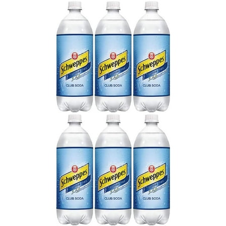 Schweppes Club Soda, 33.8 Oz Bottle (Pack of 6, Total of 202.8 Oz)