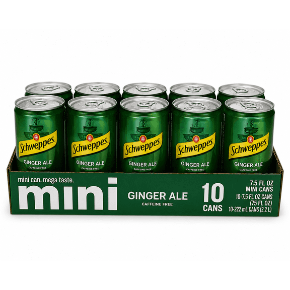 Schweppes Ginger Ale Caffeine Free Mini Cans, 10 Count, 7.5 fl oz
