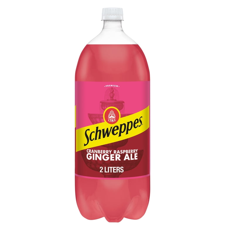 sheberry Schweppes Premium Cranberry Raspberry Ginger Ale Beverage, 2.1 qt