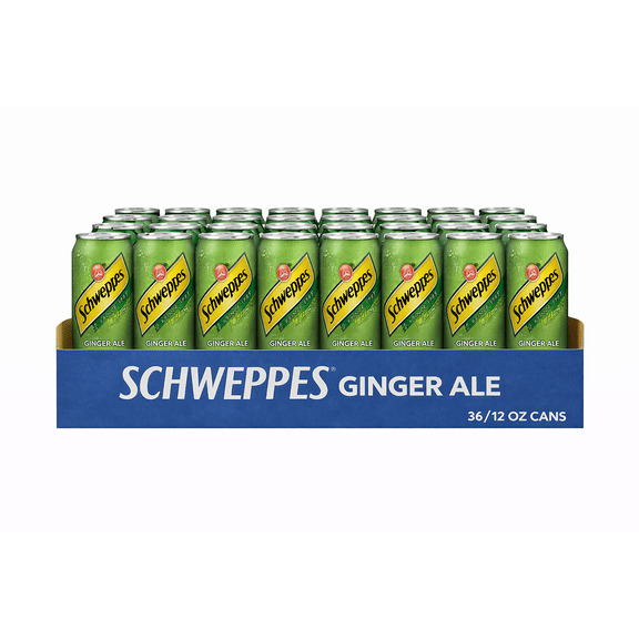 Schweppes Ginger Ale Soda 12 oz Cans  Crisp Carbonated Soft Drink  36 Ct Pack