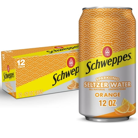 Schweppes Orange Sparkling Seltzer Water, 12 fl oz, 12 Pack Cans