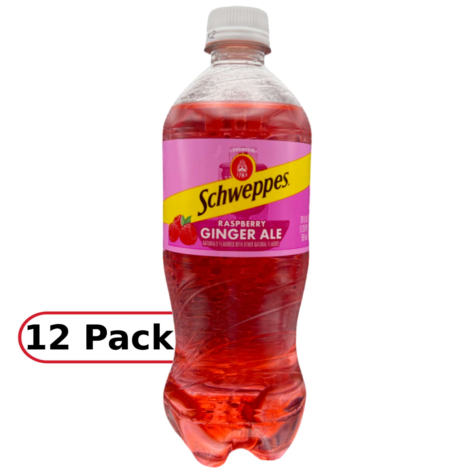 Schweppes Raspberry Ginger Ale, 20 Fl Oz Bottles, 12 Pack - image 1 of 1