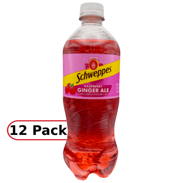 Schweppes Raspberry Ginger Ale, 20 Fl Oz Bottles, 12 Pack