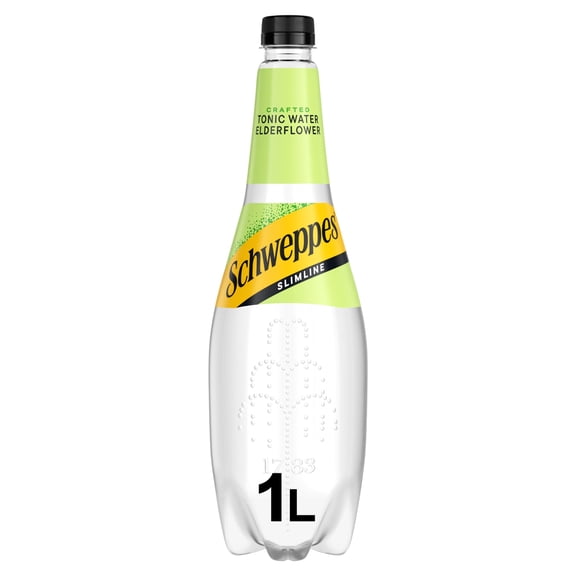 Schweppes Slimline Elderflower Tonic Water 1L, Imported from Britain
