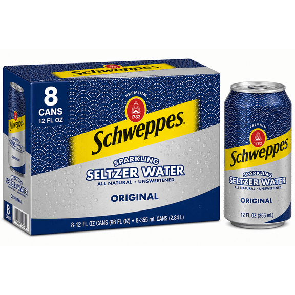 Schweppes Sparkling Seltzer Water Original All Natural Unsweetened 8 Cans 12 Fl Oz