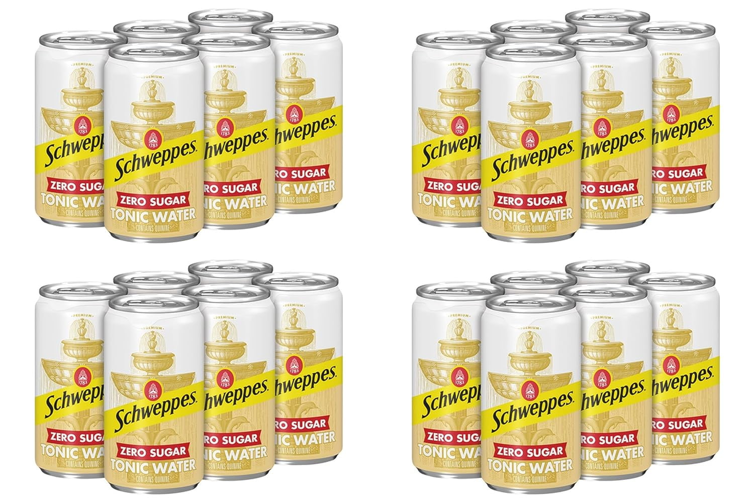 Schweppes Zero Sugar Tonic Water, Mini Cans, 7.5 oz, 24 Cans (Zero