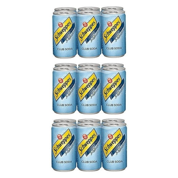 Schweppes club soda, 7.5 fl oz, 18 cans , total 135 fl oz