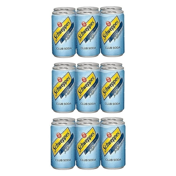 Schweppes club soda, 7.5 fl oz, 18 cans , total 135 fl oz