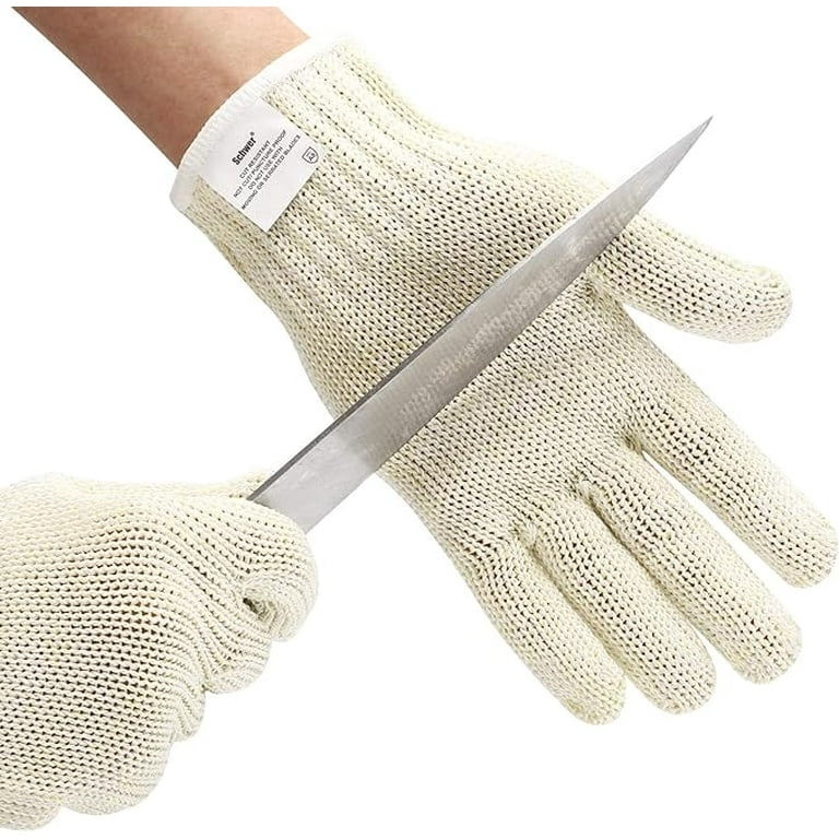 Schwer 2 Pairs ANSI A9 Cut Resistant Gloves, Uncoated Food Grade Reliable Cutting Gloves, Mandoline Gloves for Kitchen Meat Cutting, Oyster Shucking