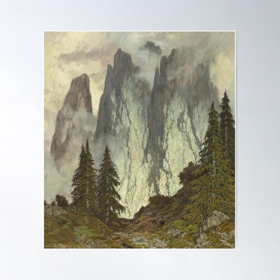 Schwere Bergzeit, Hugo Hodiener Poster Wall Art, Modern Wall Decor For Living Room Bedroom, 16x24 UNFRAMED