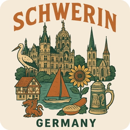 Schwerin Germany Keepsakes Souvenir Vinyl Sticker – Destination Travel Keepsake Collectible (3-Inches Wide)