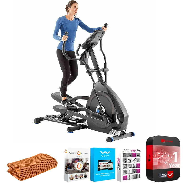 Schwinn 100671 Nautilus E616 Elliptical with Bluetooth Console Bundle with  1 Year Protection Plan + Tech Smart USA Fitness & Wellness Suite + Workout