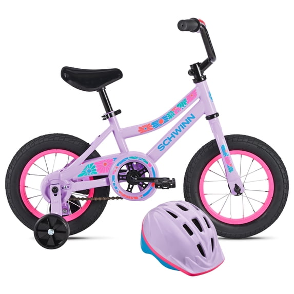 Schwinn 12" My First Bike, Kids Bike & Helmet Bundle, Fits Riders 3'0" - 3'7, Child Ages 3-5, Girls, Lavender