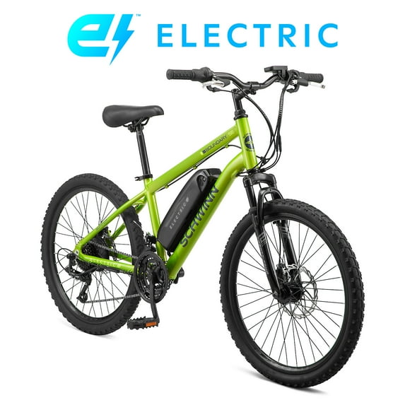Schwinn 24-in. Boundary Unisex Electric Mountain Bike for Adults, Throttle, Green Ebike, 250w Motor