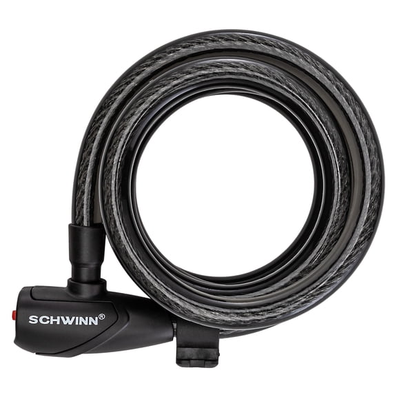 Schwinn 6' x 15mm Steel Key Cable Lock with Lighted Key, Black
