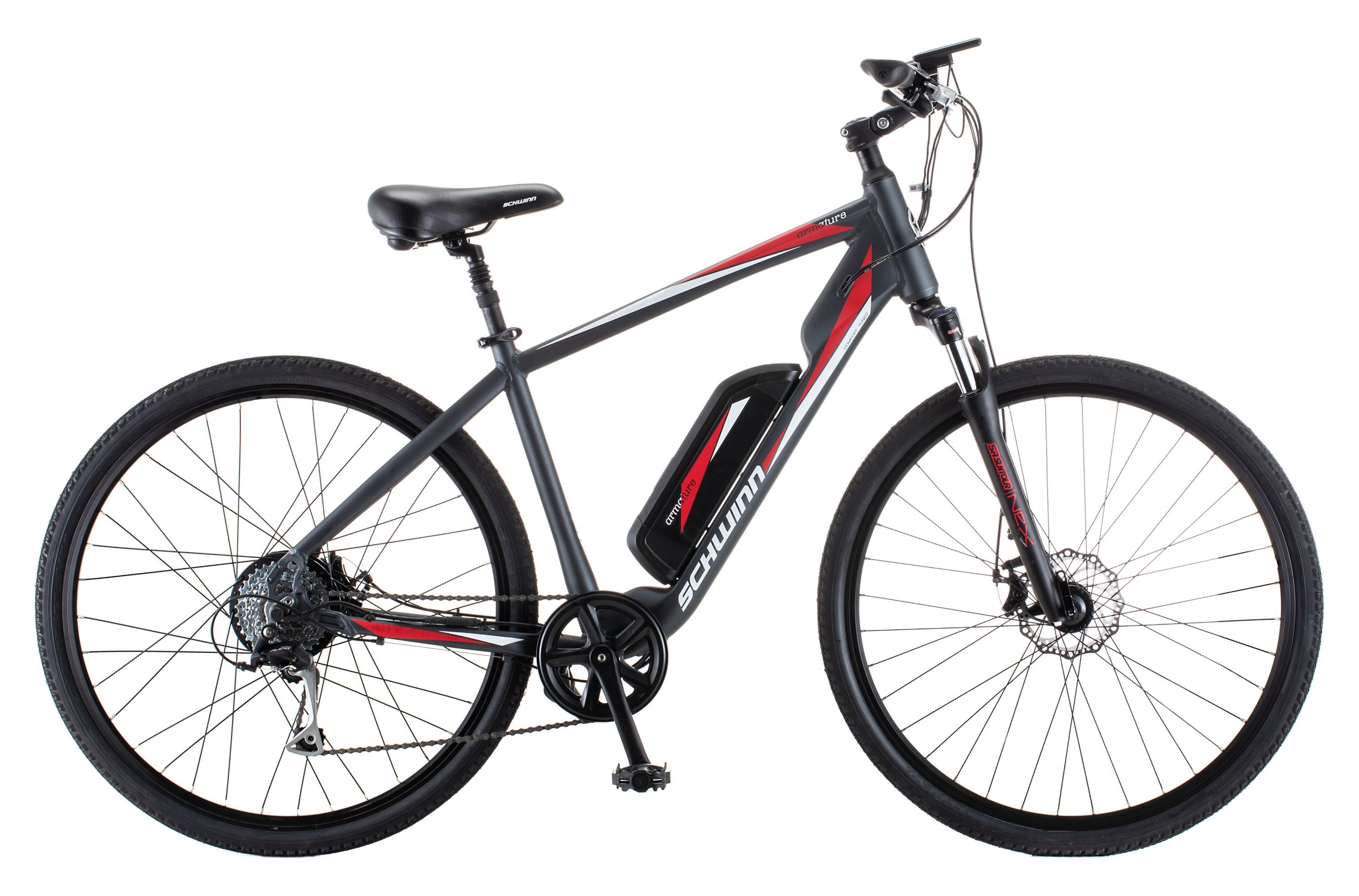 Schwinn 700c Armature Unisex Electric Bike, Black and Red Ebike, Small Frame for Adults - image 1 of 9