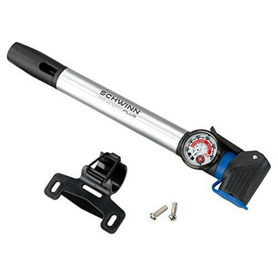 Schwinn Air Sport Bike Frame Pump with Gauge Fits Schrader and Presta Valve Types Silver