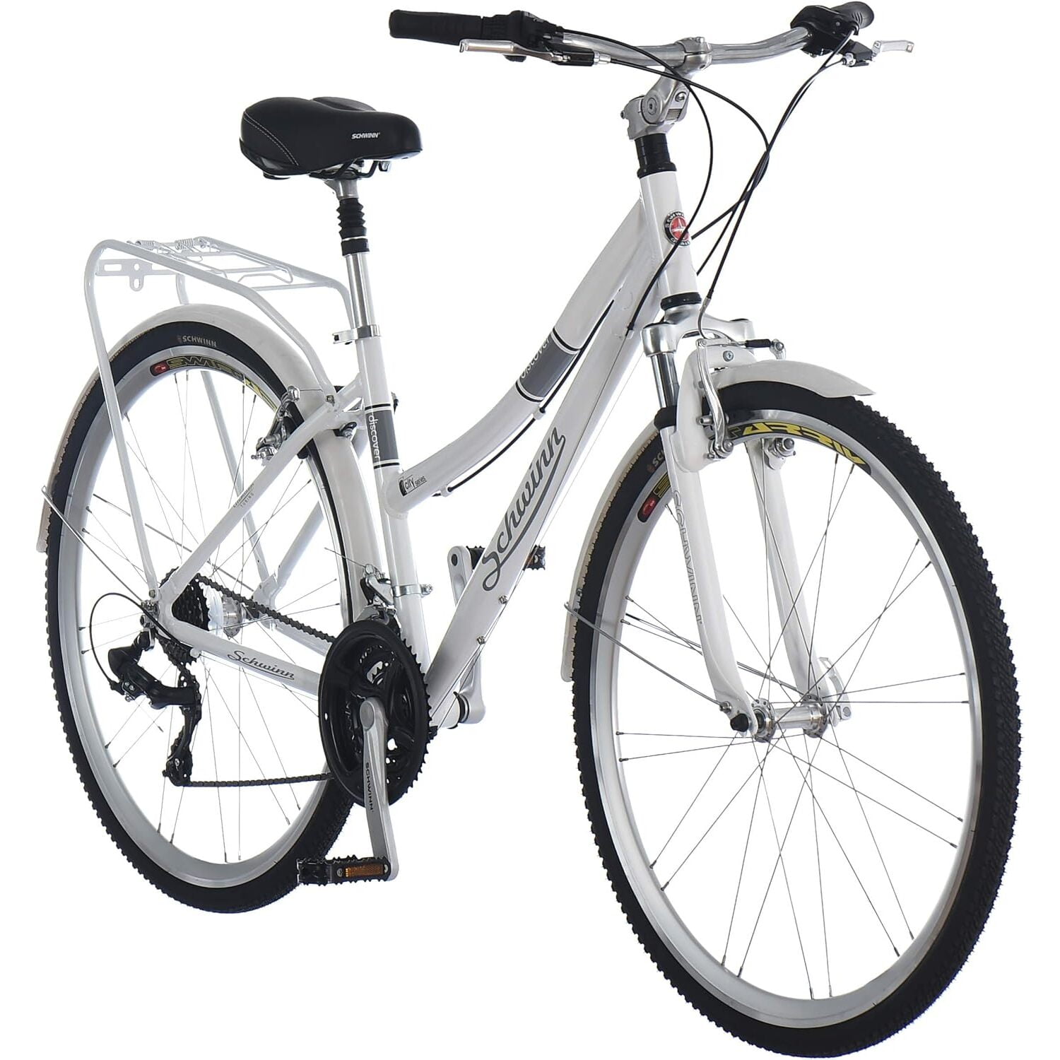 Schwinn 700c Discover Hybrid Bike for Women, White, 28