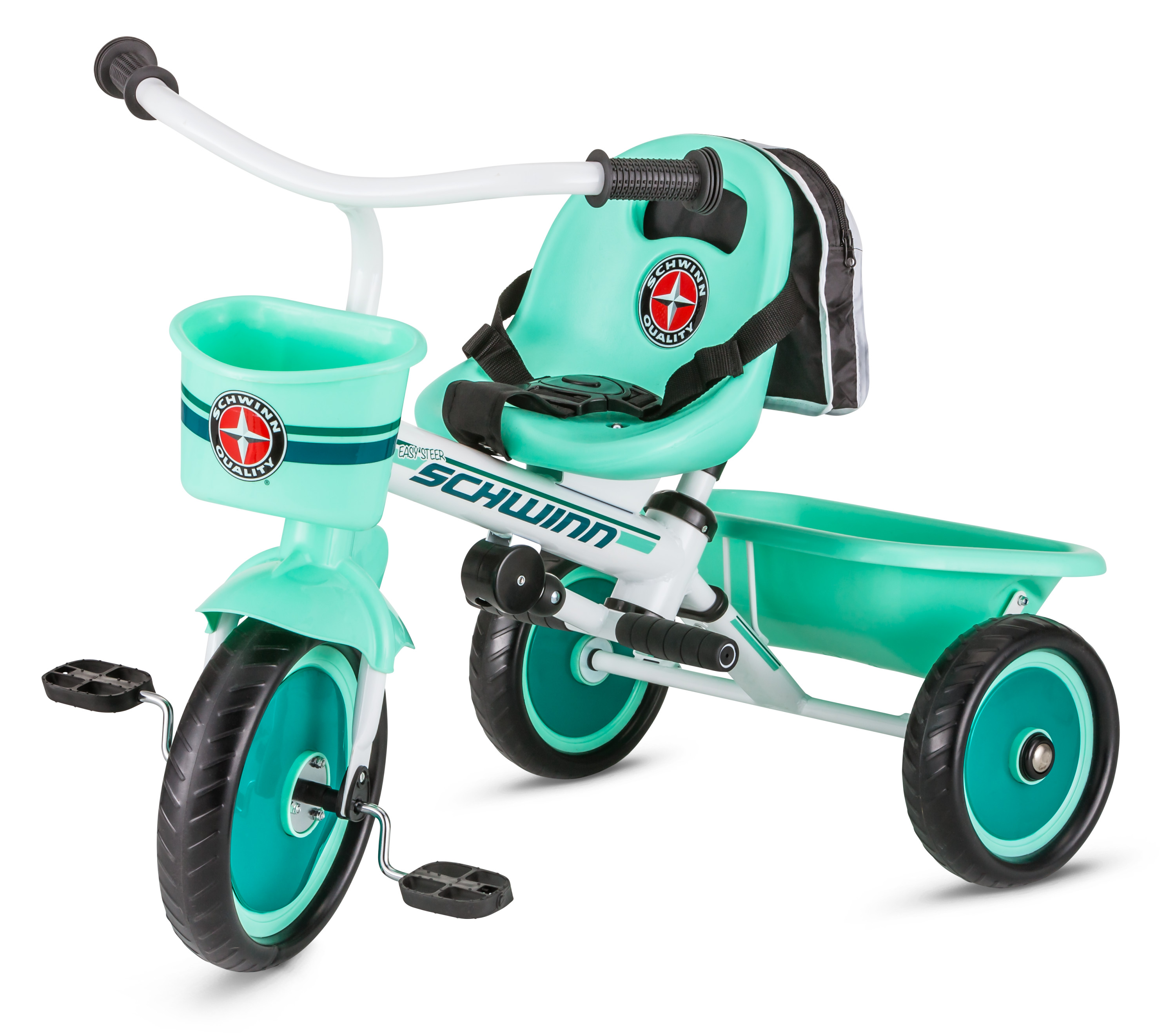 Schwinn Easy-Steer Tricycle with Push/Steer Handle, ages 2 - 4, teal, toddler bike - image 1 of 9