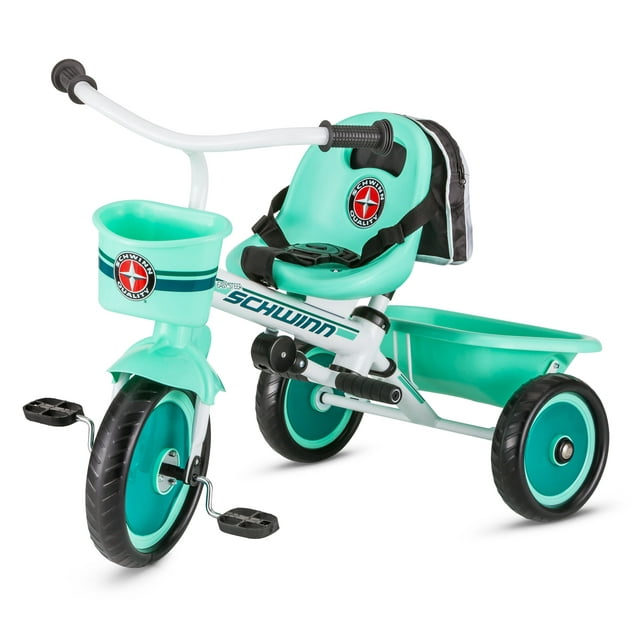 Schwinn Easy-Steer Tricycle with Push/Steer Handle, ages 2 - 4, teal, toddler bike