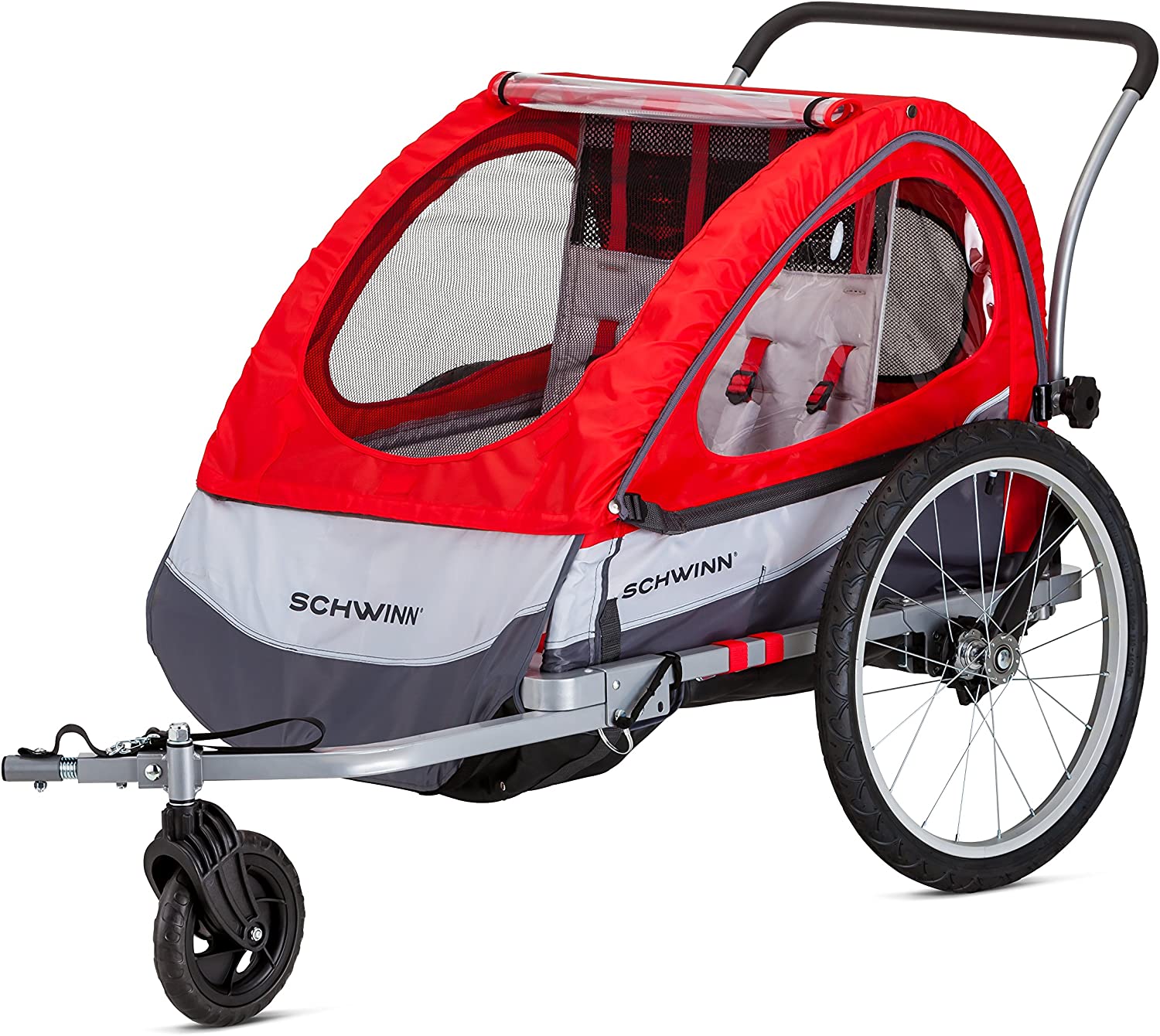 Schwinn Echo, and Trailblazer Child Bike Trailer, Single and Double Baby Carrier, Canopy, inch Wheels Trailblazer - 2 Seat Bike Trailer Red - image 1 of 7