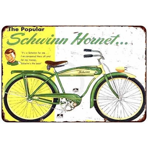 Schwinn Hornet Bicycle 8x12 Inch Metal Tin Sign Wall Decor Garage Kitchen Dining Room Decor Sign