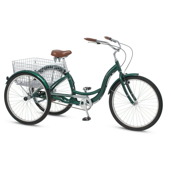 Schwinn Meridian Adult Tricycle, 26 Inch Wheels, Single Speed, Green