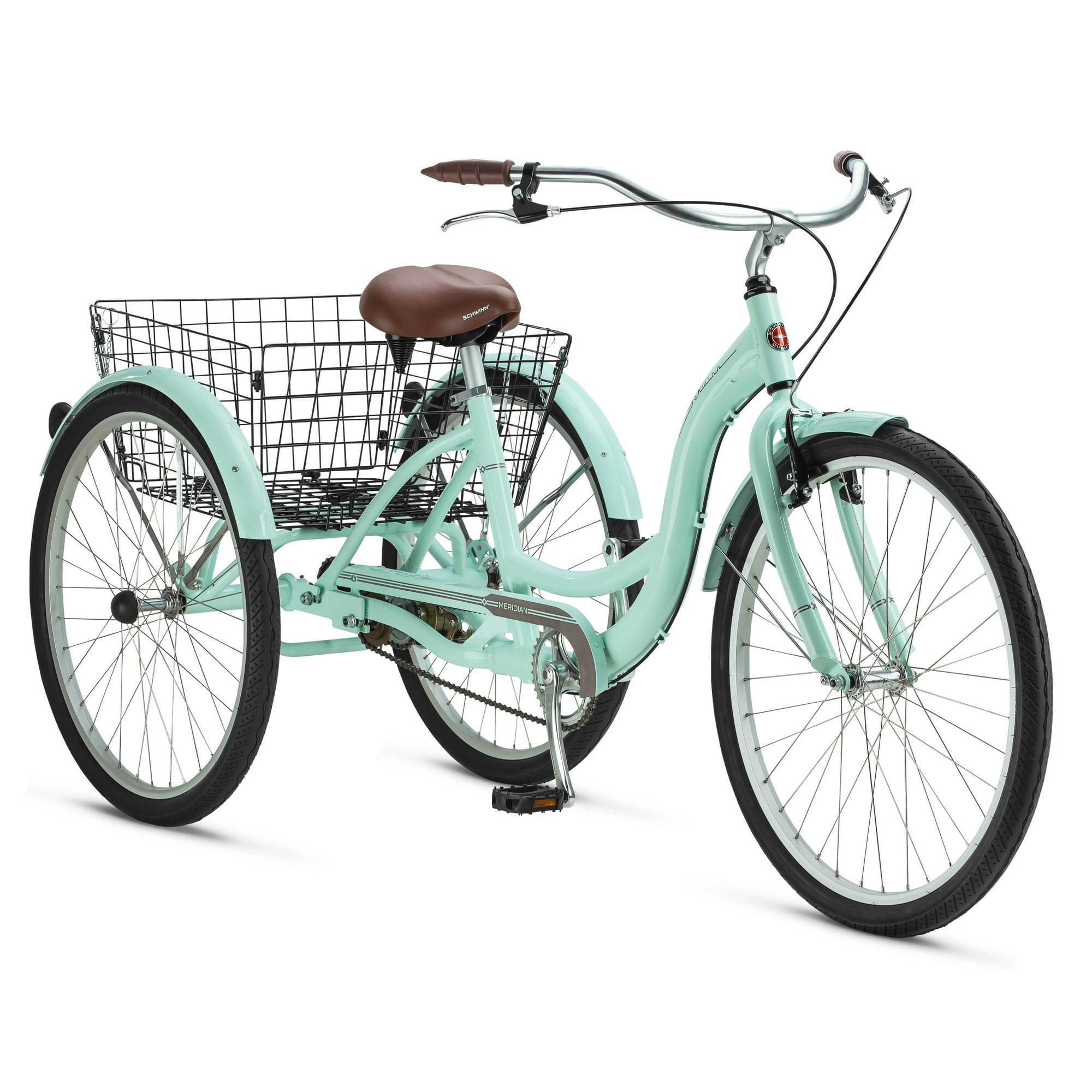 pink adult bike with basket