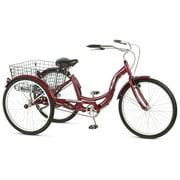 Schwinn Meridian Adult Tricycle, 26 Inch Wheels, Single Speed, Black Cherry