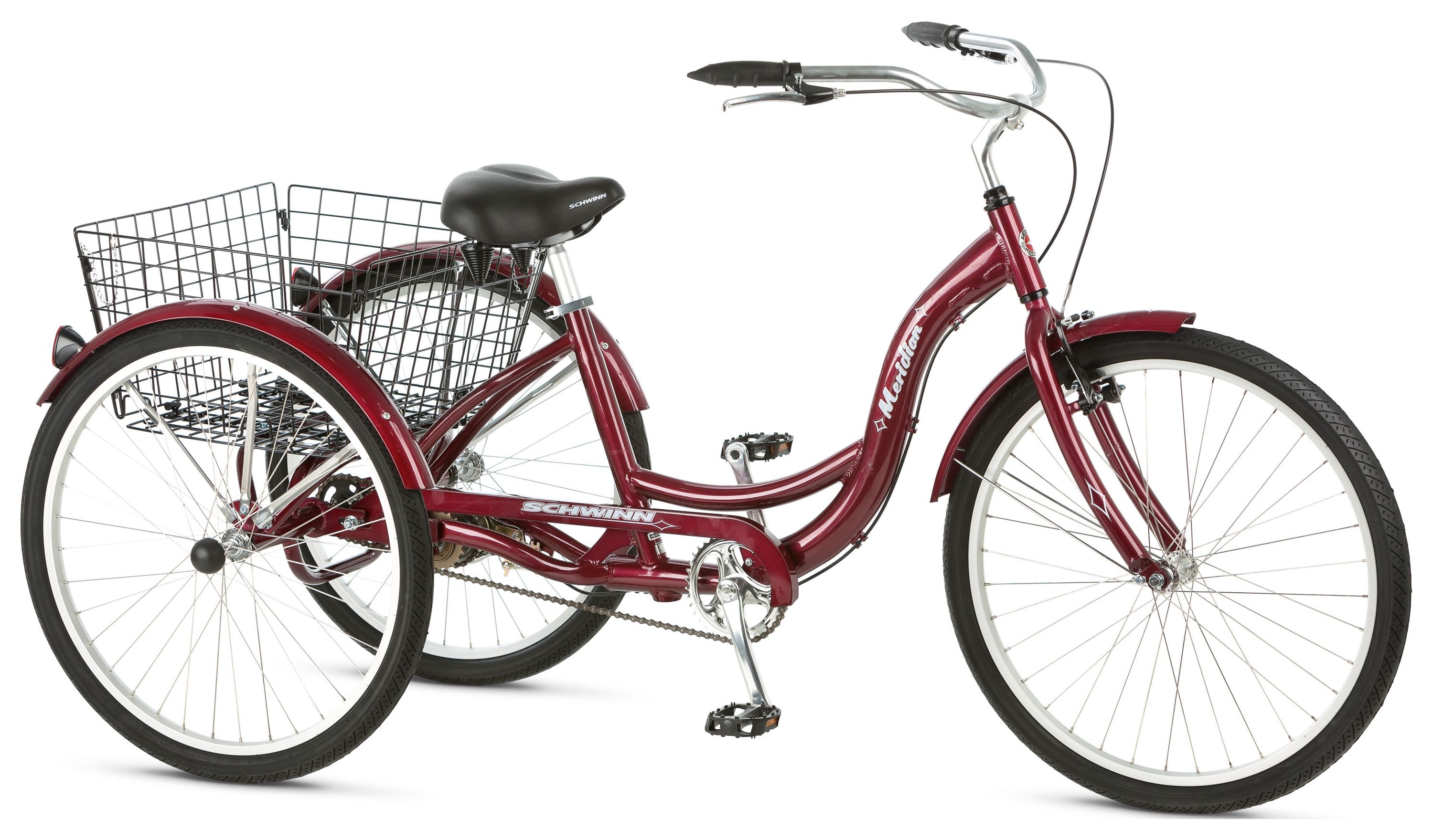 Schwinn Meridian Adult Tricycle, 26-inch wheels, rear storage basket, Cherry - image 1 of 6
