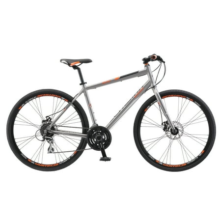 Schwinn Phocus 1500 Flat Bar Sport Fitness Hybrid Bicycle, Featuring 19-Inch/Large Aluminum Step-Over Frame and Mechanical Disc Brakes with 24-Speed Drivetrain and 700c Wheels, Matte Grey