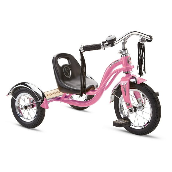 Schwinn Roadster Classic Tricycle for Toddlers, 12 Inch Front Wheel, Ages 2-4,Pink