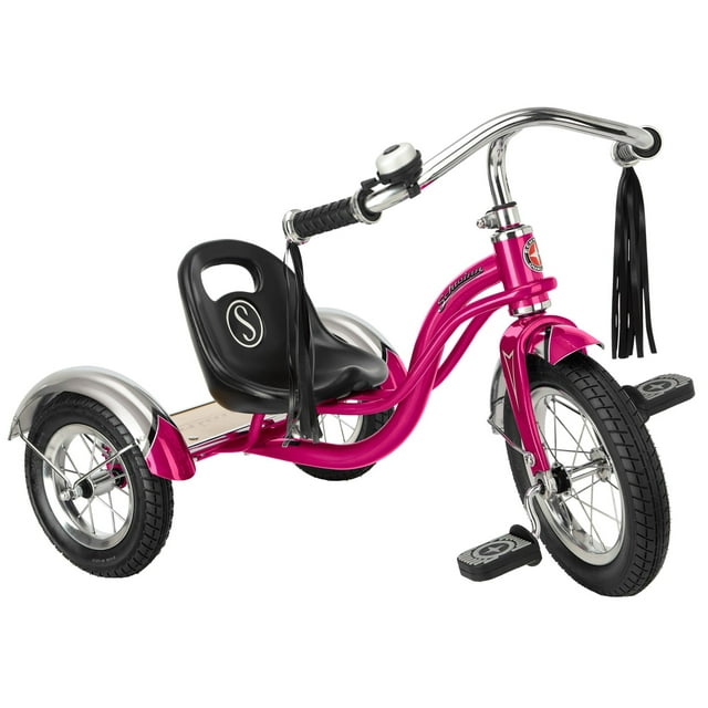 Schwinn Roadster Retro-Style Tricycle, 12-inch front wheel, ages 2 - 4, hot pink