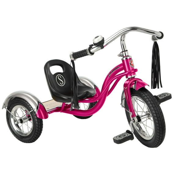Schwinn Roadster Classic Tricycle for Toddlers, 12 Inch Front Wheel, Ages 2-4, Hot Pink