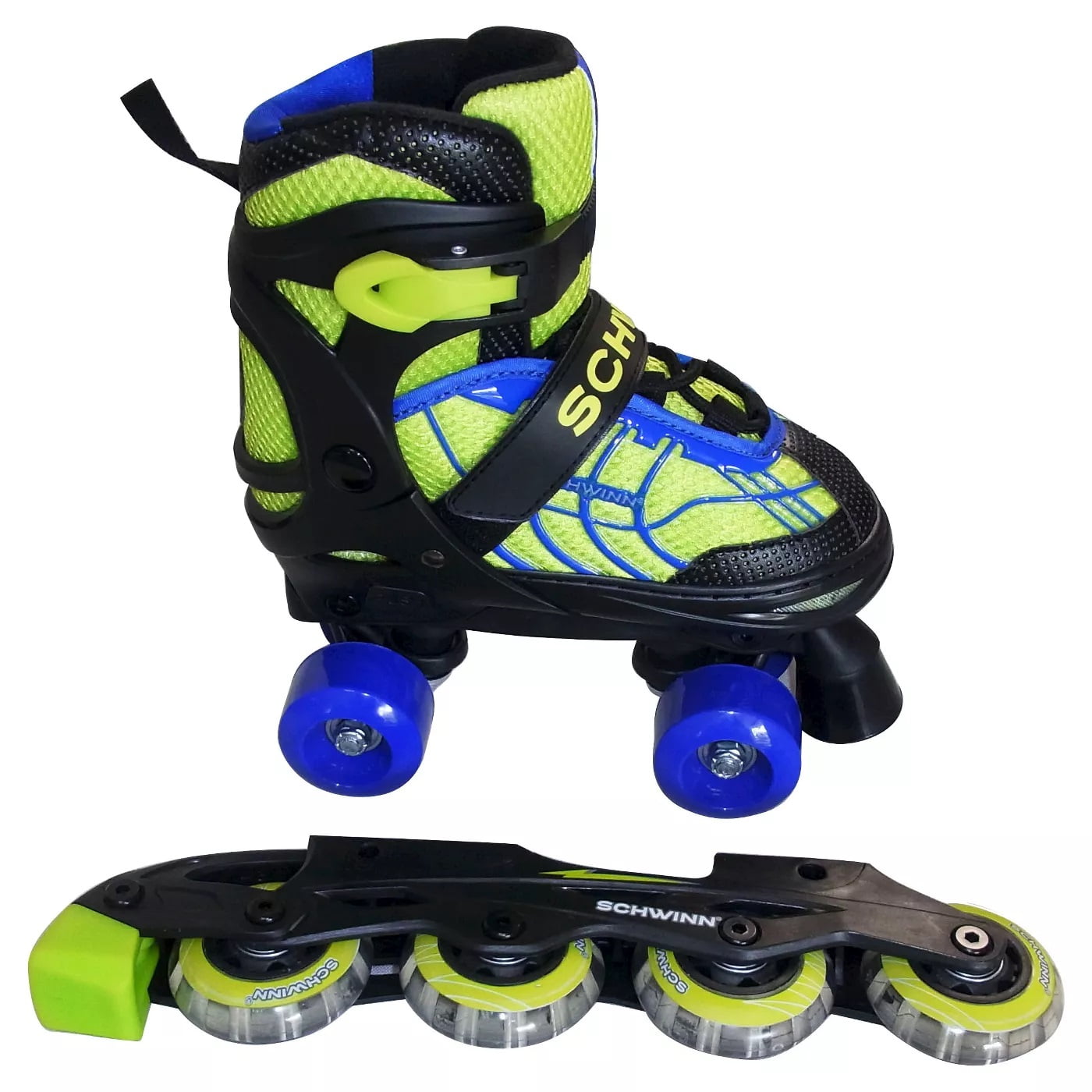 Schwinn Switcher Boys 2 in 1 Quad/Inline Skates Combo Adjustable Kids Sizes  1-4