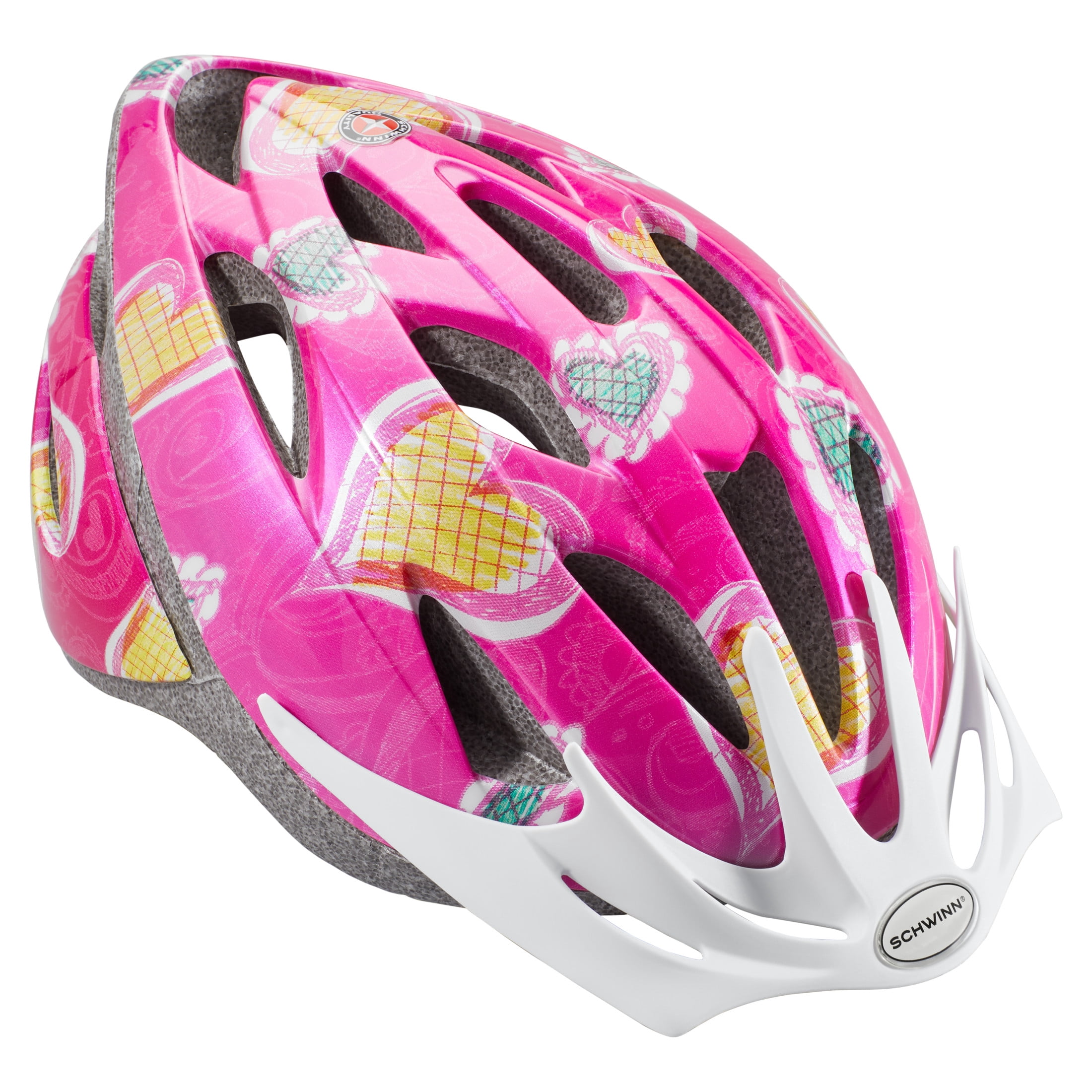 Schwinn Thrasher Child Bicycle Helmet, Ages 5 - 8, Pink Heart Design