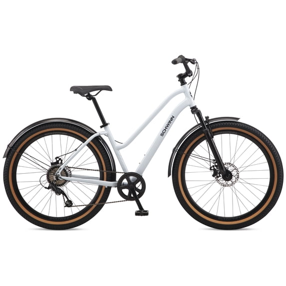 Schwinn Vega CE Comfort Hybrid Bike, 27.5-Inch Wheel, Medium Frame, 8 Speed, White