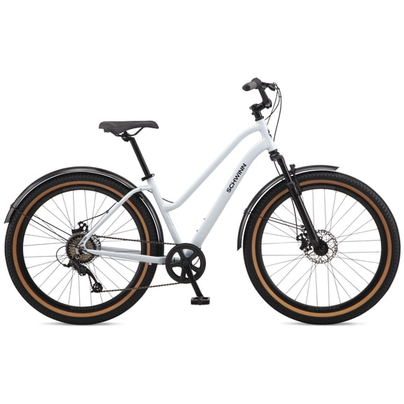 Schwinn Vega CE Comfort Hybrid Bike, 27.5-Inch Wheel, Small Frame, 8 Speed, White