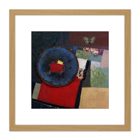 Schwitters Dada Maraak Variation I Merzbild 1930 8X8 Inch Square Wooden Framed Wall Art Print Picture with Mount