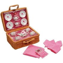 Schylling Butterfly Picnic Basket Tea Set, 23 Pieces, for Children Ages 8+