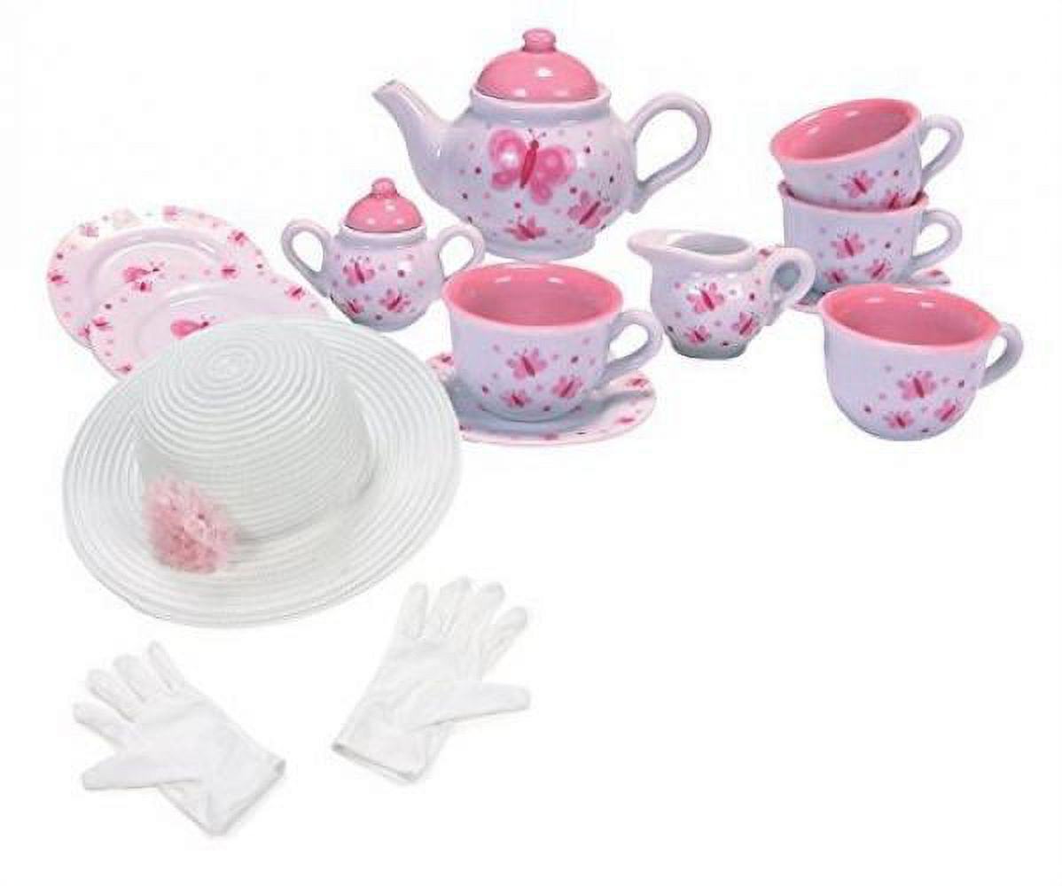 Schylling Butterfly Porcelain Tea Set with Fun Express Polyester Tea