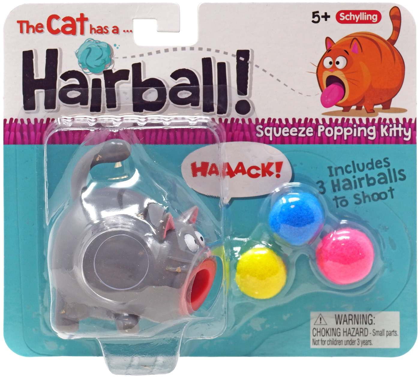 SCHYLLING Squeezable Hairball Cat Popping Toy with 3 Felted Balls, Orange SCHYLLING Squeezable Hairball Cat Popping Toy with 3 Felted Balls, Orange