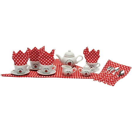 Schylling Ladybug Porcelain Tea Set Basket