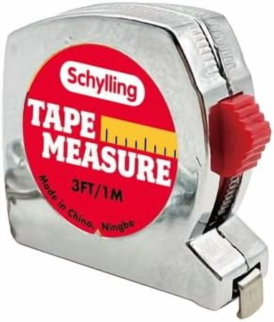 Schylling Mini Tape Measure - 1.5" Real Working 3 Foot Long Retractable Pocket-Sized Tape Measure - Includes Carabiner Clip and Chain - Ages 3 and Up