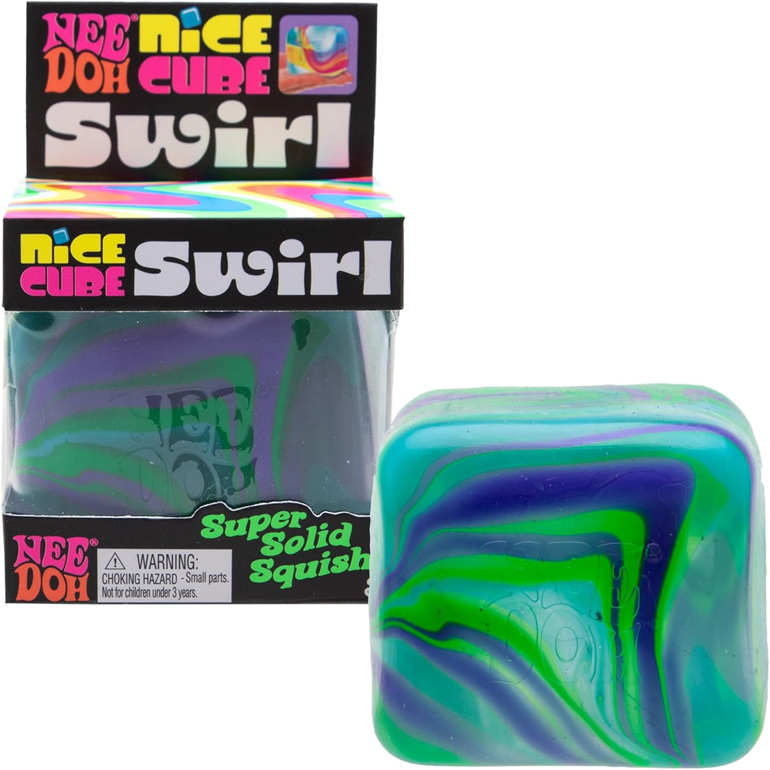 Schylling NeeDoh Nice Cube Swirl - Sensory Toy with a Super Solid