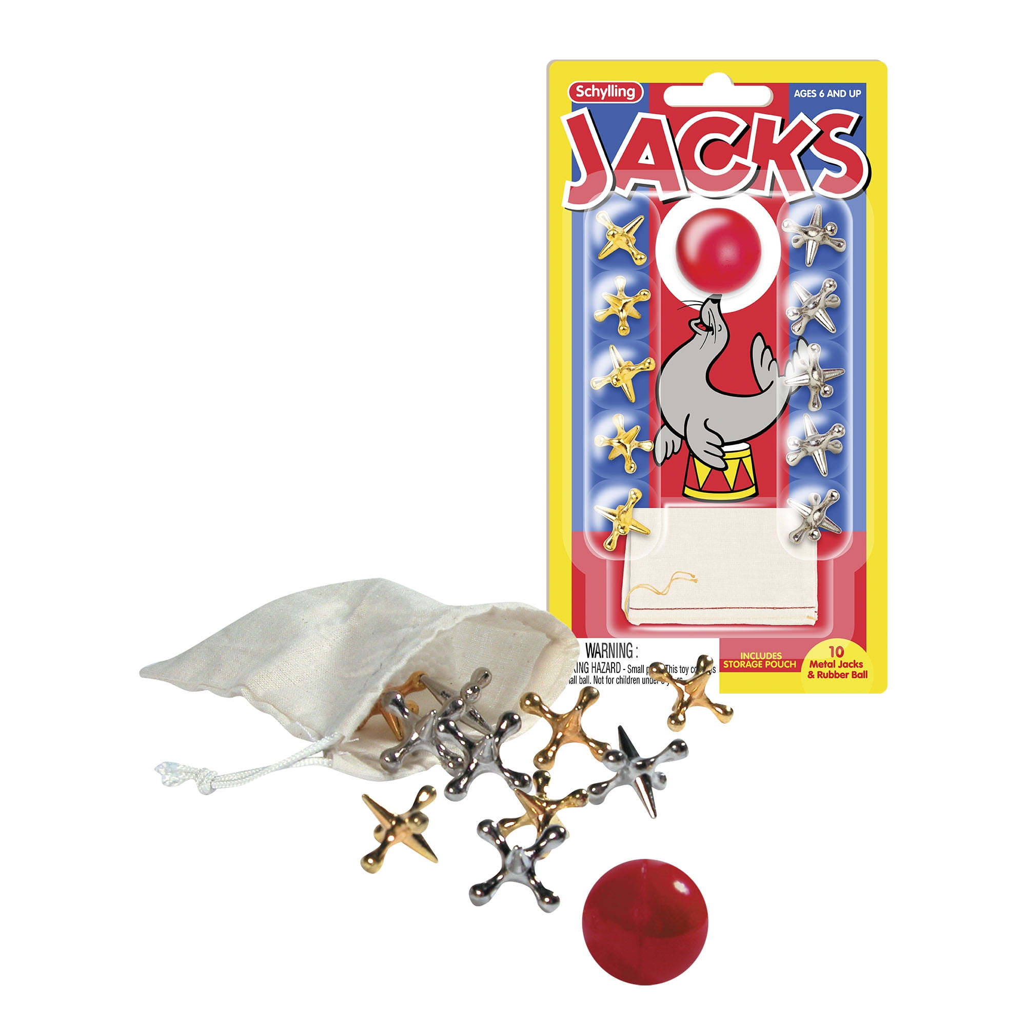 Schylling Old Fashioned Metal Jacks & Rubber Ball Game, Novelty & Gag Toys for Children Ages 6+