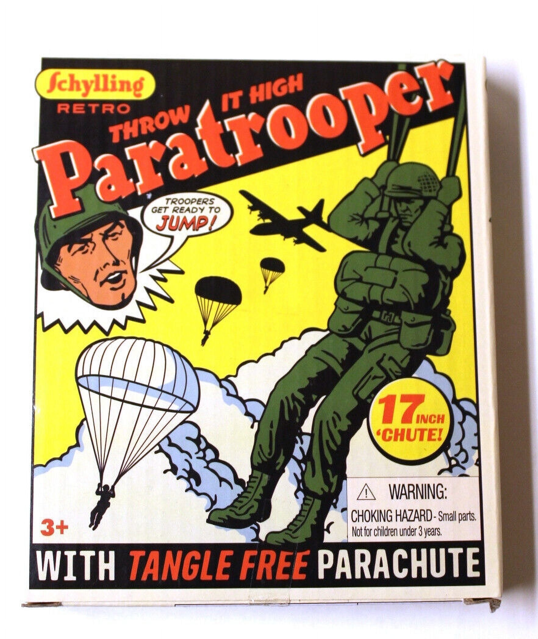 Retro Green Paratrooper Toy with 17-Inch Tangle-Free Parachute