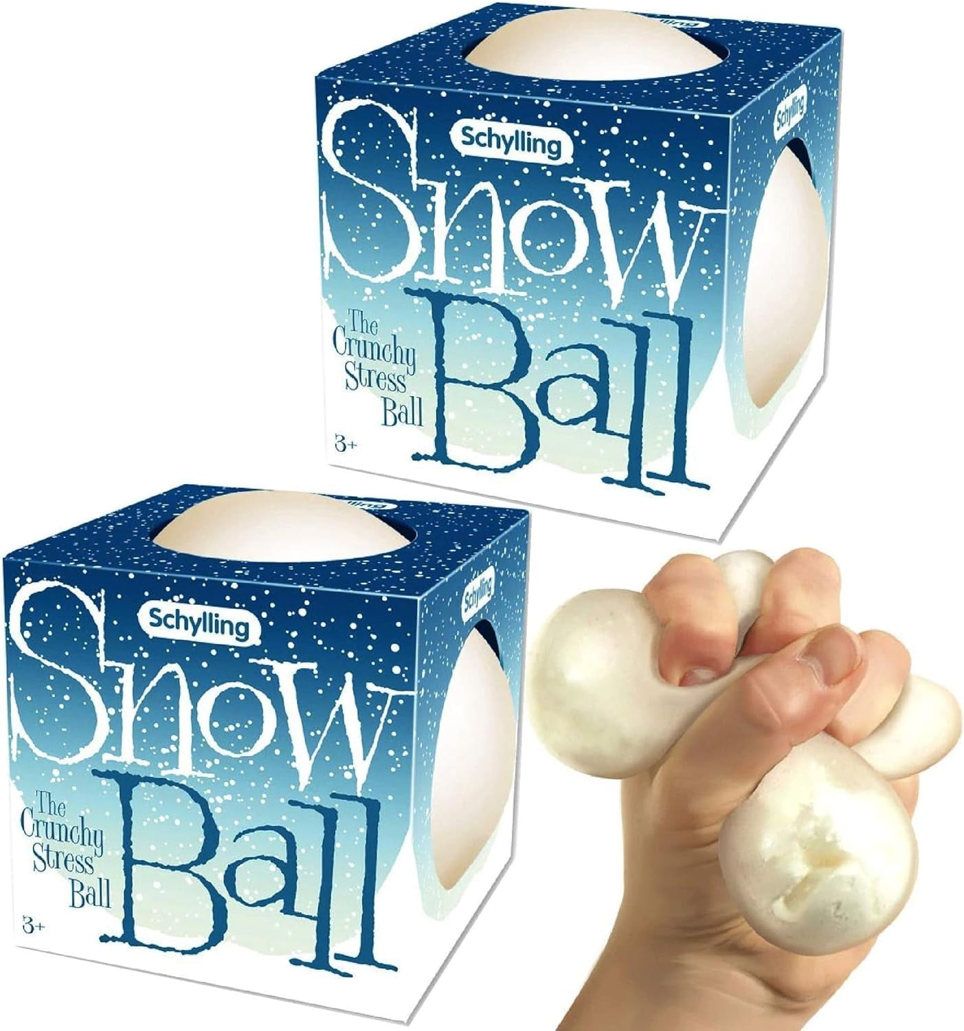 Schylling Snowball (NeeDoh) Crunchy, Squishy, Squeezy, Stretchy Stress Balls Gift Set Bundle - 2 Pack